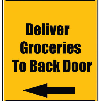 Delivery Sign - Deliver Groceries To Back Door Left Arrow, Aluminum Sign, 0.04 Thickness