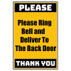 Delivery Sign - Please Ring A Bell And Deliver To The Back Door, Aluminum Sign, 0.04 Thickness