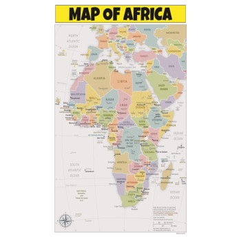 Map of Africa  - Laminated Wall Map Poster Print Perfect for Classrooms and Homes - Vivid Imagery with Bright Colors