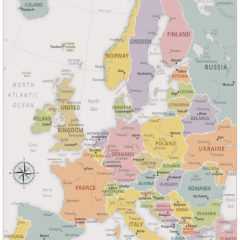 Map of Europe  - Laminated Wall Map Poster Print Perfect for Classrooms and Homes - Vivid Imagery with Bright Colors