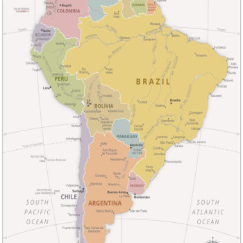 Map of South America  - Laminated Wall Map Poster Print Perfect for Classrooms and Homes - Vivid Imagery with Bright Colors