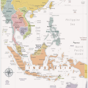 Map of Southeast Asia  - Laminated Wall Map Poster Print Perfect for Classrooms and Homes - Vivid Imagery with Bright Colors