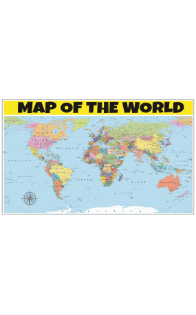 World Map  - Laminated Wall Map Poster Print Perfect for Classrooms and Homes - Vivid Imagery with Bright Colors