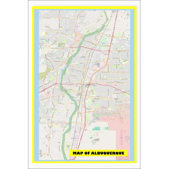Map of Albuquerque with Neighborhoods, Streets, Roads, Highways and Parks - Laminated Wall Map Poster Print - Vivid Imagery with Bright Colors