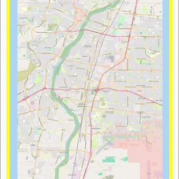 Map of Albuquerque with Neighborhoods, Streets, Roads, Highways and Parks - Laminated Wall Map Poster Print - Vivid Imagery with Bright Colors