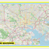 Map of Baltimore with Neighborhoods, Streets, Roads, Highways and Parks - Laminated Wall Map Poster Print - Vivid Imagery with Bright Colors