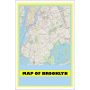 Map of Brooklyn with Neighborhoods, Streets, Roads, Highways and Parks - Laminated Wall Map Poster Print - Vivid Imagery with Bright Colors