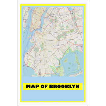 Map of Brooklyn with Neighborhoods, Streets, Roads, Highways and Parks - Laminated Wall Map Poster Print - Vivid Imagery with Bright Colors