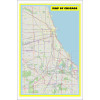 Map of Chicago with Neighborhoods, Streets, Roads, Highways and Parks - Laminated Wall Map Poster Print - Vivid Imagery with Bright Colors