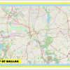 Map of Dallas with Neighborhoods, Streets, Roads, Highways and Parks - Laminated Wall Map Poster Print - Vivid Imagery with Bright Colors