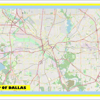 Map of Dallas with Neighborhoods, Streets, Roads, Highways and Parks - Laminated Wall Map Poster Print - Vivid Imagery with Bright Colors
