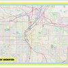 Map of Denver with Neighborhoods, Streets, Roads, Highways and Parks - Laminated Wall Map Poster Print - Vivid Imagery with Bright Colors
