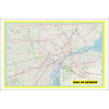 Map of Detroit with Neighborhoods, Streets, Roads, Highways and Parks - Laminated Wall Map Poster Print - Vivid Imagery with Bright Colors