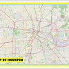 Map of Houston with Neighborhoods, Streets, Roads, Highways and Parks - Laminated Wall Map Poster Print - Vivid Imagery with Bright Colors
