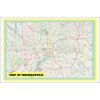 Map of Indianapolis with Neighborhoods, Streets, Roads, Highways and Parks - Laminated Wall Map Poster Print