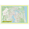 Map of Jacksonville with Neighborhoods, Streets, Roads, Highways and Parks - Laminated Wall Map Poster Print