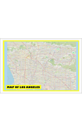 Map of Los Angeles with Neighborhoods, Streets, Roads, Highways and Parks - Laminated Wall Map Poster Print - Vivid Imagery with Bright Colors
