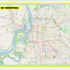 Map of Memphis with Neighborhoods, Streets, Roads, Highways and Parks - Laminated Wall Map Poster Print - Vivid Imagery with Bright Colors