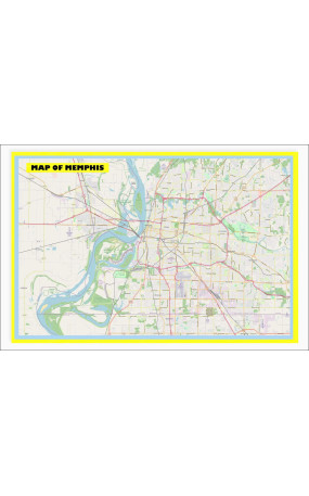 Map of Memphis with Neighborhoods, Streets, Roads, Highways and Parks - Laminated Wall Map Poster Print - Vivid Imagery with Bright Colors