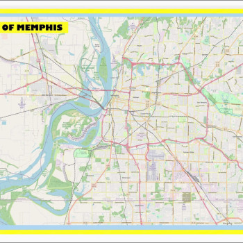 Map of Memphis with Neighborhoods, Streets, Roads, Highways and Parks - Laminated Wall Map Poster Print - Vivid Imagery with Bright Colors