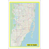 Map of Miami with Neighborhoods, Streets, Roads, Highways and Parks - Laminated Wall Map Poster Print - Vivid Imagery with Bright Colors