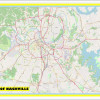 Map of Nashville with Neighborhoods, Streets, Roads, Highways and Parks - Laminated Wall Map Poster Print - Vivid Imagery with Bright Colors