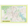 Map of Nashville with Neighborhoods, Streets, Roads, Highways and Parks - Laminated Wall Map Poster Print - Vivid Imagery with Bright Colors