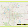 Map of Oklahoma City with Neighborhoods, Streets, Roads, Highways and Parks - Laminated Wall Map Poster Print