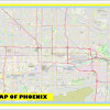 Map of Phoenix with Neighborhoods, Streets, Roads, Highways and Parks - Laminated Wall Map Poster Print - Vivid Imagery with Bright Colors