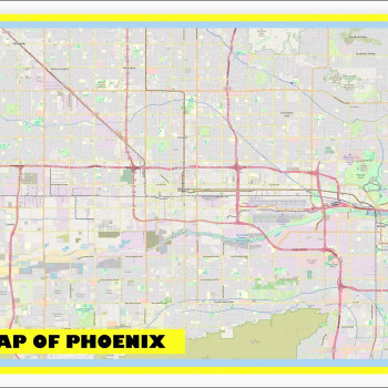 Map of Phoenix with Neighborhoods, Streets, Roads, Highways and Parks - Laminated Wall Map Poster Print - Vivid Imagery with Bright Colors