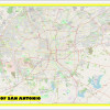 Map of San Antonio with Neighborhoods, Streets, Roads, Highways and Parks - Laminated Wall Map Poster Print - Vivid Imagery with Bright Colors