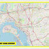 Map of San Diego with Neighborhoods, Streets, Roads, Highways and Parks - Laminated Wall Map Poster Print - Vivid Imagery with Bright Colors