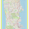 Map of San Francisco with Neighborhoods, Streets, Roads, Highways and Parks - Laminated Wall Map Poster Print