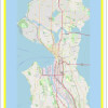 Map of Seattle with Neighborhoods, Streets, Roads, Highways and Parks - Laminated Wall Map Poster Print - Vivid Imagery with Bright Colors