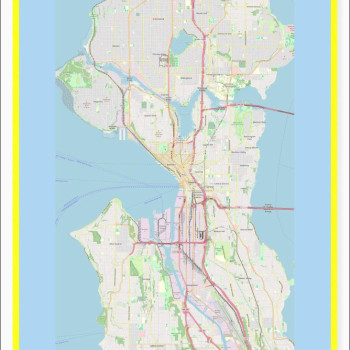 Map of Seattle with Neighborhoods, Streets, Roads, Highways and Parks - Laminated Wall Map Poster Print - Vivid Imagery with Bright Colors
