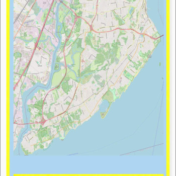 Map of Staten Island with Neighborhoods, Streets, Roads, Highways and Parks - Laminated Wall Map Poster Print
