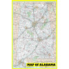 Map of Alabama Large Detailed Roads and Highways, Map of Alabama State with All Cities, Parks and Landmarks - Laminated Wall Map Poster Print