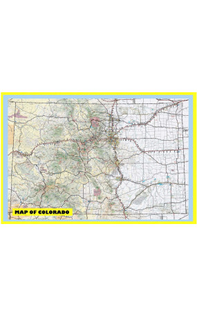 Map of Colorado Large Detailed Roads and Highways, Map of Colorado State with All Cities, Parks and Landmarks - Laminated Wall Map Poster