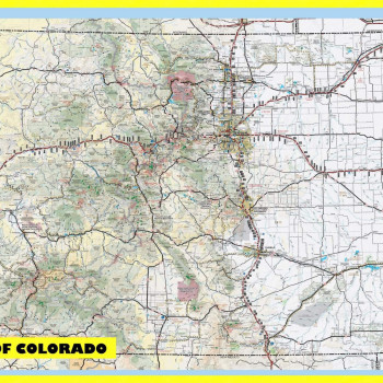 Map of Colorado Large Detailed Roads and Highways, Map of Colorado State with All Cities, Parks and Landmarks - Laminated Wall Map Poster
