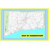 Map of Connecticut Large Detailed Roads and Highways, Map of Connecticut State with All Cities, Parks and Landmarks - Laminated Wall Map