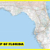 Map of Florida Large Detailed Roads and Highways, Map of Florida State with All Cities, Parks and Landmarks - Laminated Wall Map Poster Print