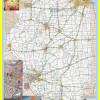 Map of Illinois Large Detailed Roads and Highways, Map of Illinois State with All Cities, Parks and Landmarks - Laminated Wall Map Poster