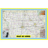 Map of Iowa Large Detailed Roads and Highways, Map of Iowa State with All Cities, Parks and Landmarks - Laminated Wall Map Poster Print