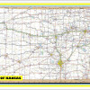 Map of Kansas Large Detailed Roads and Highways, Map of Kansas State with All Cities, Parks and Landmarks - Laminated Wall Map Poster Print