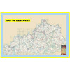 Map of Kentucky Large Detailed Roads and Highways, Map of Kentucky State with All Cities, Parks and Landmarks - Laminated Wall Map Poster