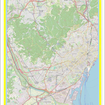 Map of Barcelona with Neighborhoods, Streets, Roads, Highways and Parks - Laminated Wall Map Poster Print - Vivid Imagery with Bright Colors