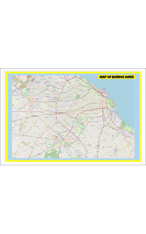 Map of Buenos Aires with Neighborhoods, Streets, Roads, Highways and Parks - Laminated Wall Map Poster Print - Vivid Imagery with Bright Color