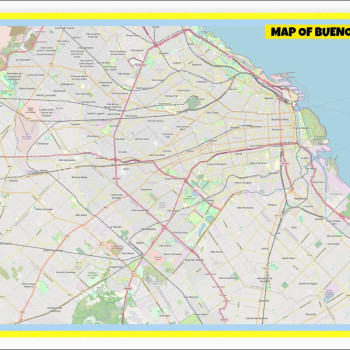 Map of Buenos Aires with Neighborhoods, Streets, Roads, Highways and Parks - Laminated Wall Map Poster Print - Vivid Imagery with Bright Color