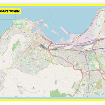 Map of Cape Town with Neighborhoods, Streets, Roads, Highways and Parks - Laminated Wall Map Poster Print - Vivid Imagery with Bright Colors