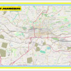 Map of Johannesburg with Neighborhoods, Streets, Roads, Highways and Parks - Laminated Wall Map Poster Print - Vivid Imagery with Bright Color